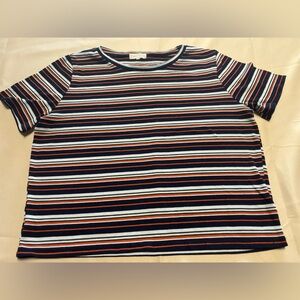 Striped Top - White,‎ Blue, Orange